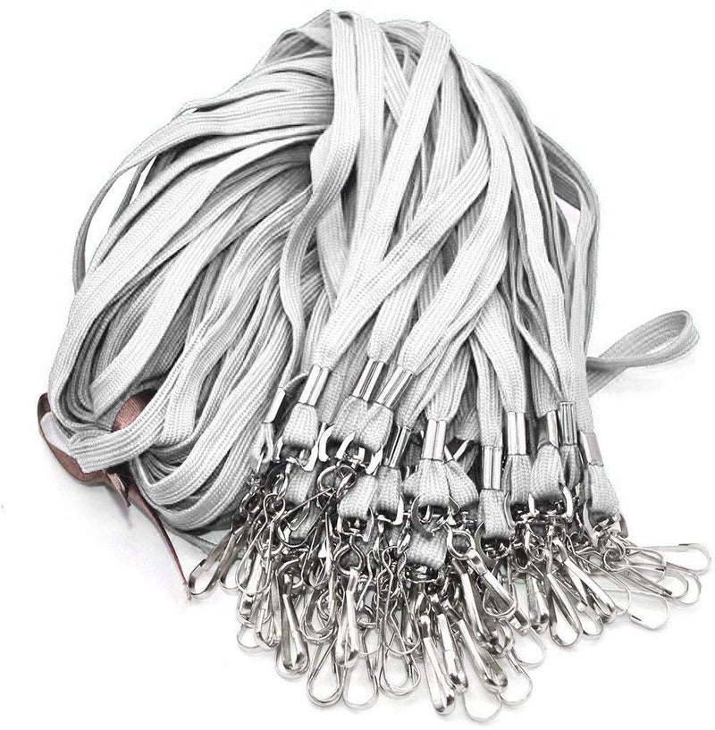 Bird Fiy Lanyard 100 Pack Bulk Badge Lanyards for ID Badges Neck Cruise Name Tag ID Holder (Gray, 100 Pack) - Image 4